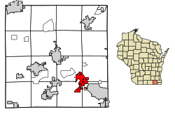 Walworth County Wisconsin Incorporated and Unincorporated areas Lake Geneva Highlighted